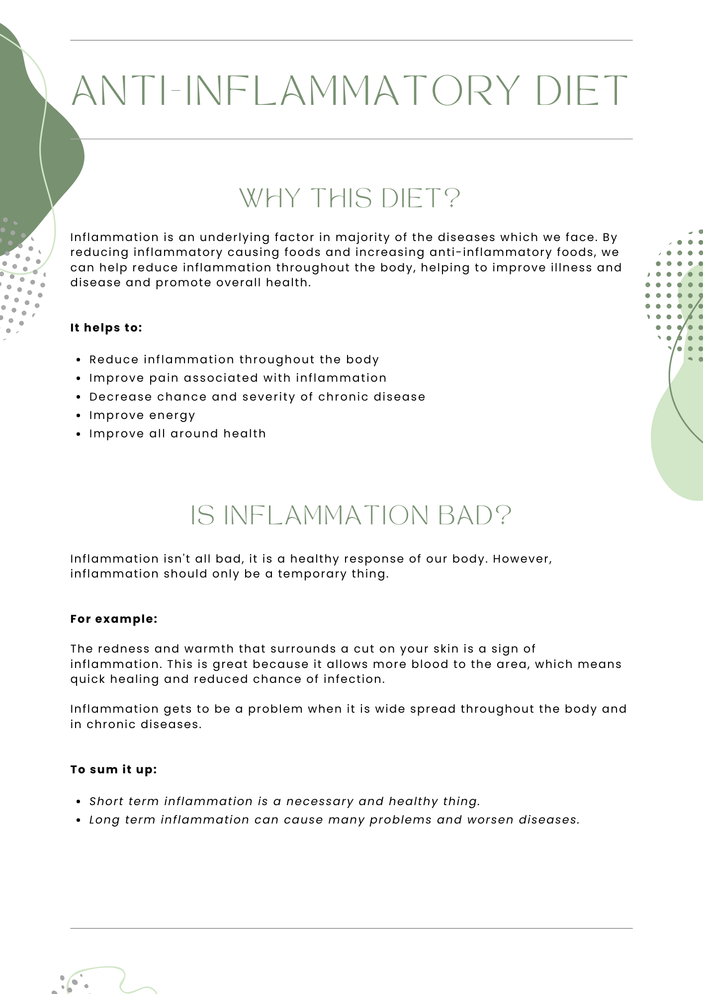 Anti-inflammatory Diet - Natural Health Connections